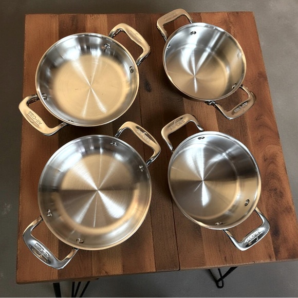 All-Clad NWOT Qty 4 Stainless Steel Gratin & Cocotte Mini Cookware Pans - Picture 1 of 10
